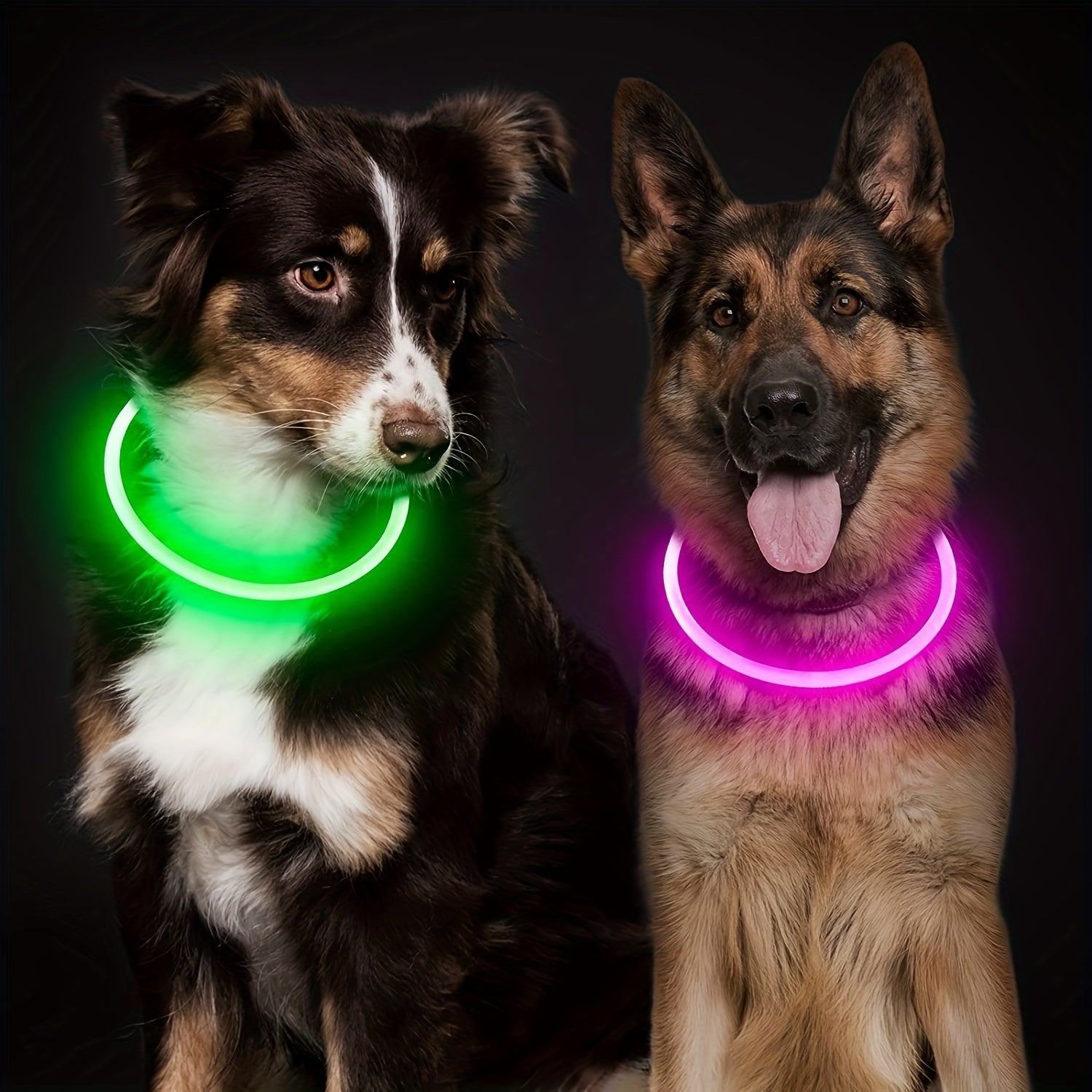 Luminous USB Rechargeable Dog Collar - Glow-in-the-Dark PVC Neck Cuff for Small Medium Large Dogs