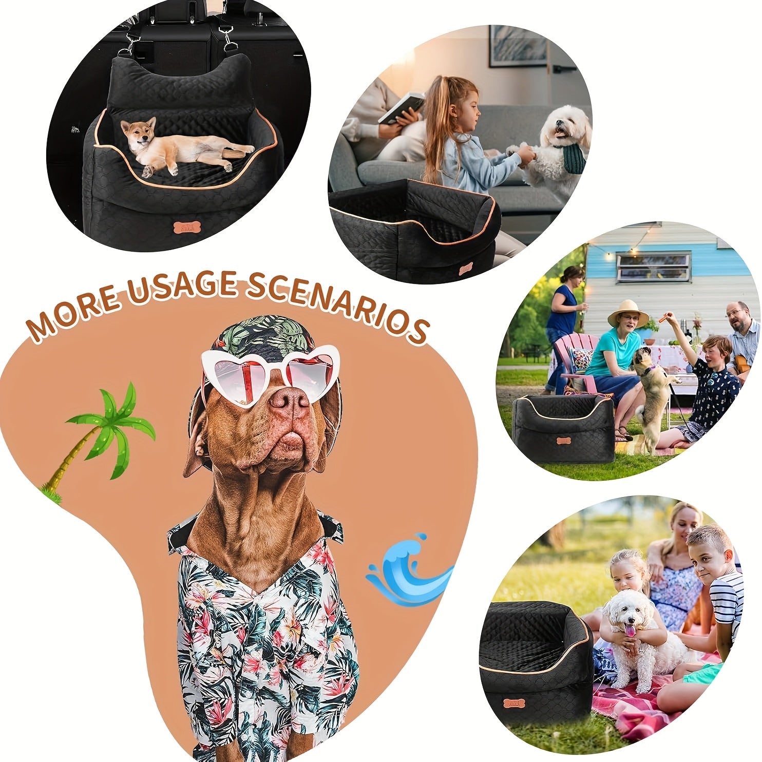 Elevated Dog Travel Seat with Removable Washable Bed