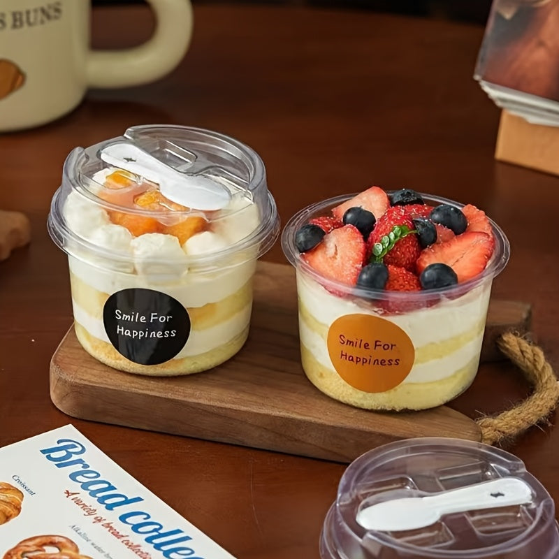 50set Circular Dog Transparent Packaging Box with Lid And Spoon Set