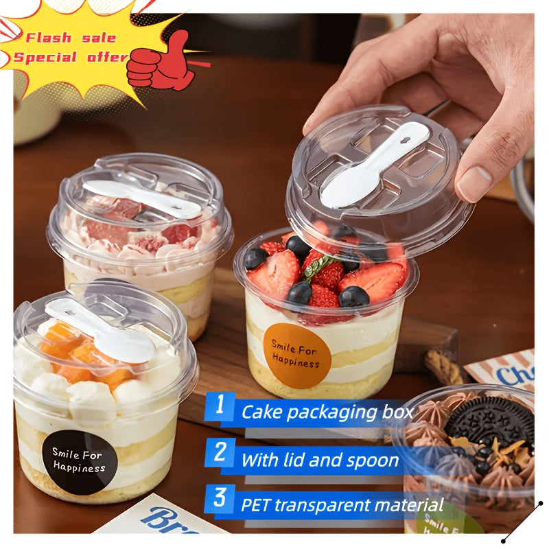50set Circular Dog Transparent Packaging Box with Lid And Spoon Set