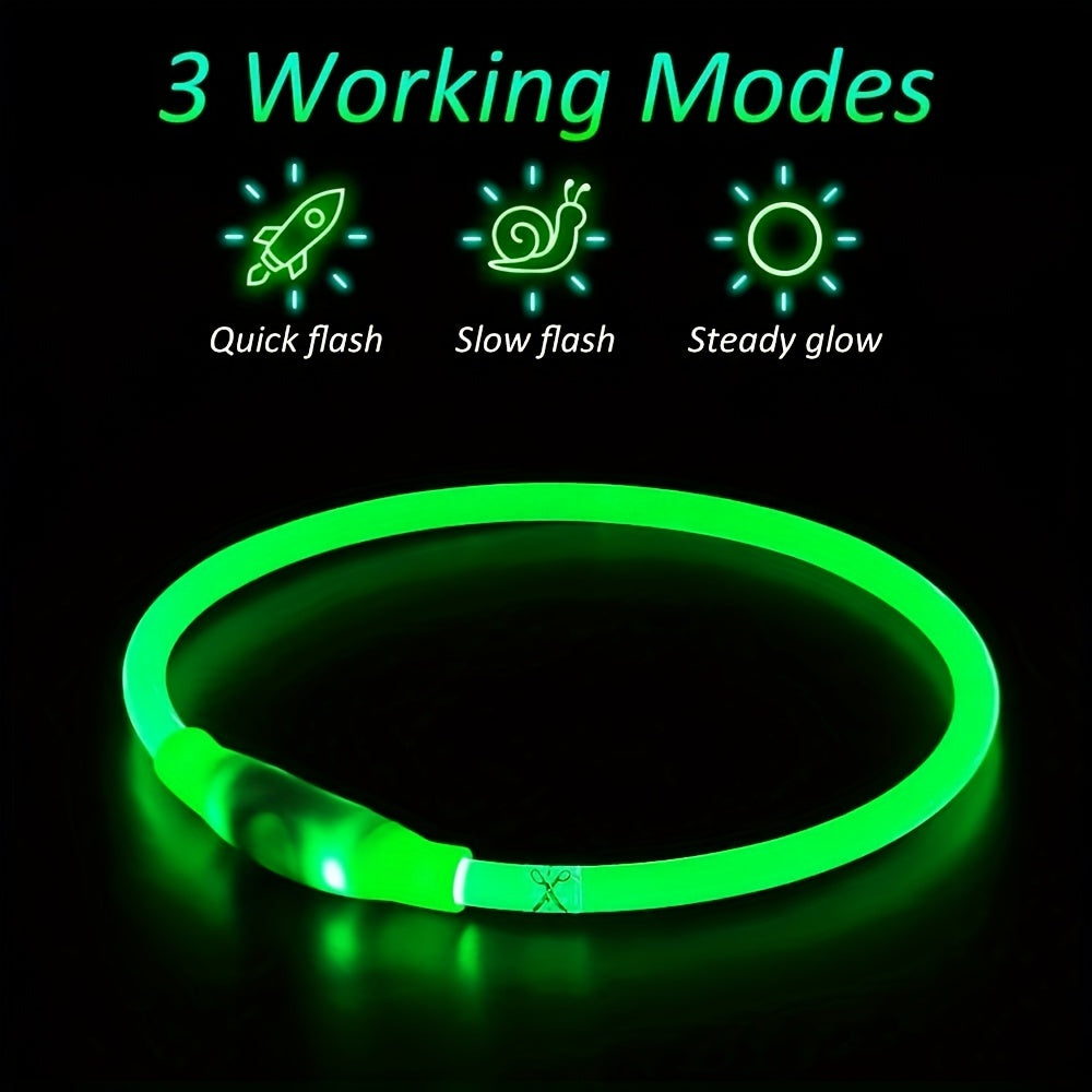 Luminous USB Rechargeable Dog Collar - Glow-in-the-Dark PVC Neck Cuff for Small Medium Large Dogs