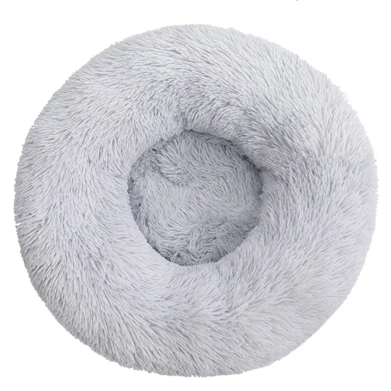 Round Pet Bed for Large Dog Bed Donut Long Plush Dog House Winter Warm Sleeping