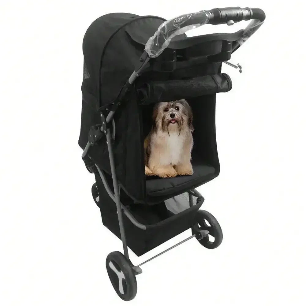 Foldable Pet Stroller 3 Wheels for Dogs Strolling Cart Carrier