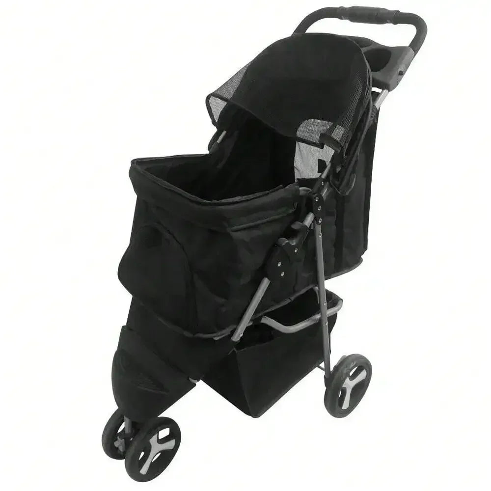 Foldable Pet Stroller 3 Wheels for Dogs Strolling Cart Carrier