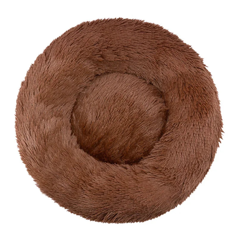 Round Pet Bed for Large Dog Bed Donut Long Plush Dog House Winter Warm Sleeping