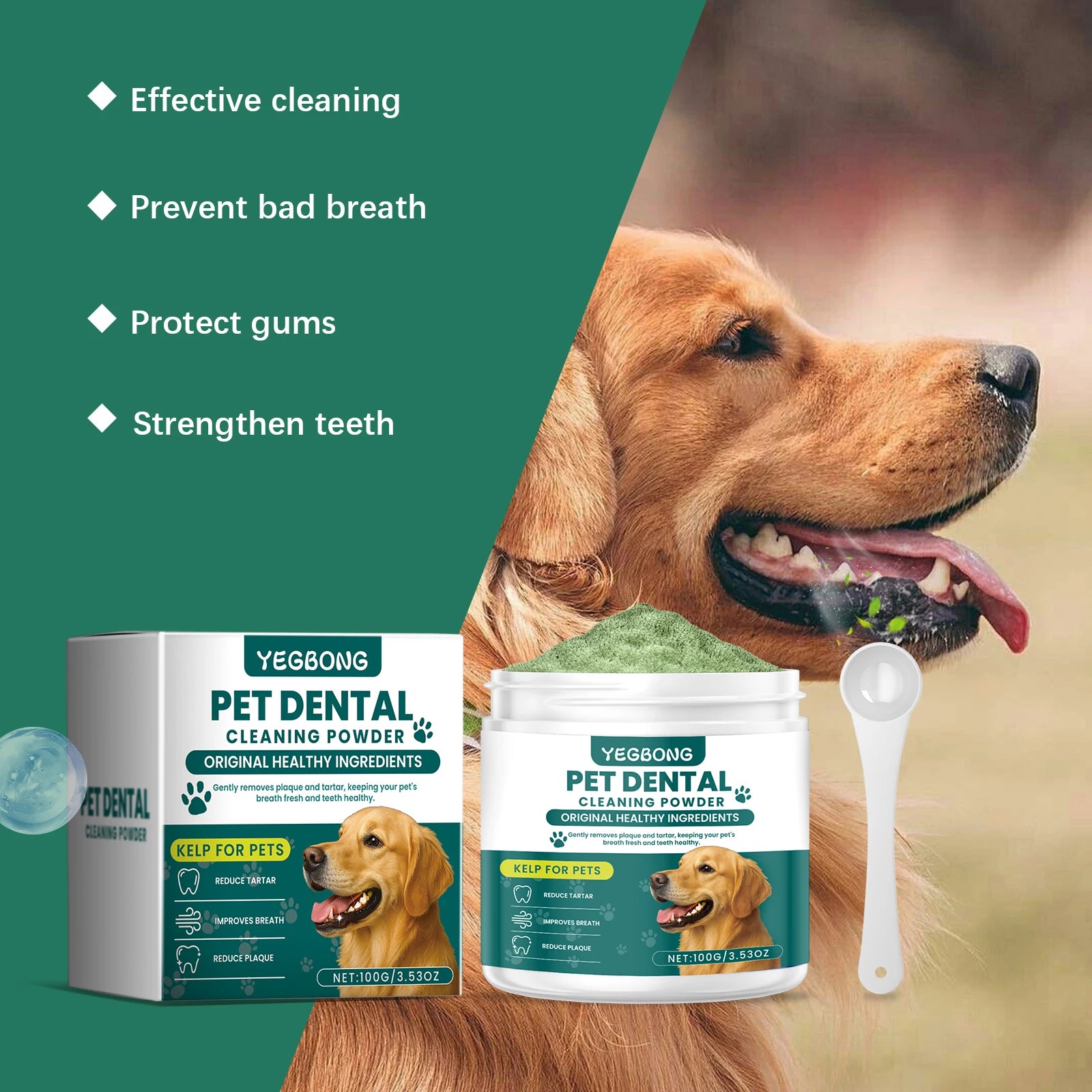 Pet Teeth Cleaning Powder for Dog Reduces Tartar and Calculus Protect Dog Oral Gum