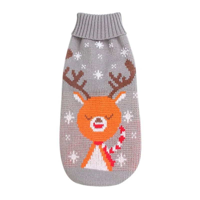 Dog Reindeer Sweater Pet Winter Knitwear Clothes Warm Turtleneck Sweater