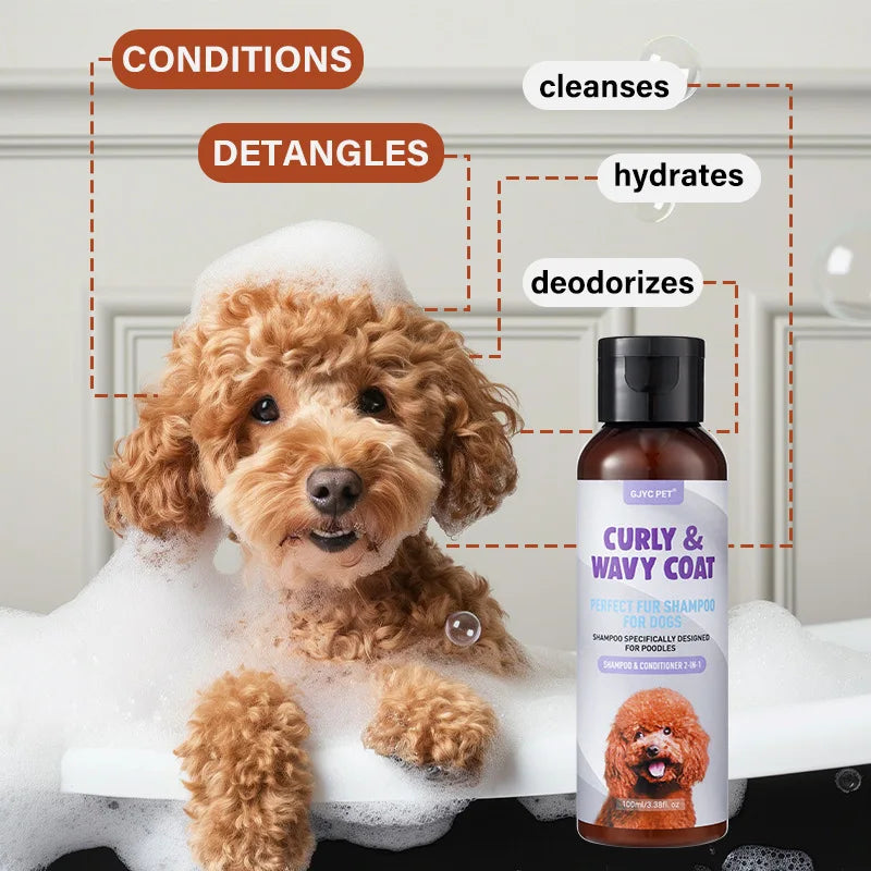 100ml Pet Shampoo for Poodles - Long-Lasting Deodorizing for Light Shedding Dogs - Perfect for Maintaining Soft Coats