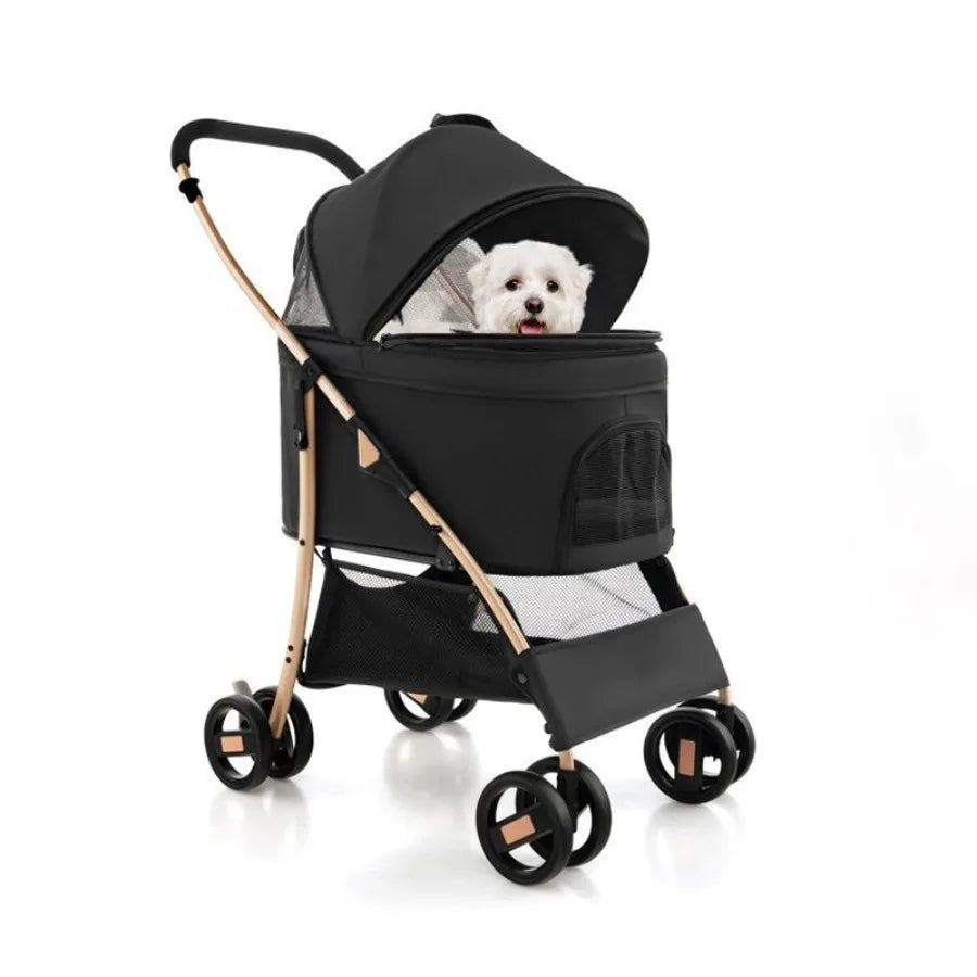Foldable 3In1 Dog Stroller with Removable Seat Carrier