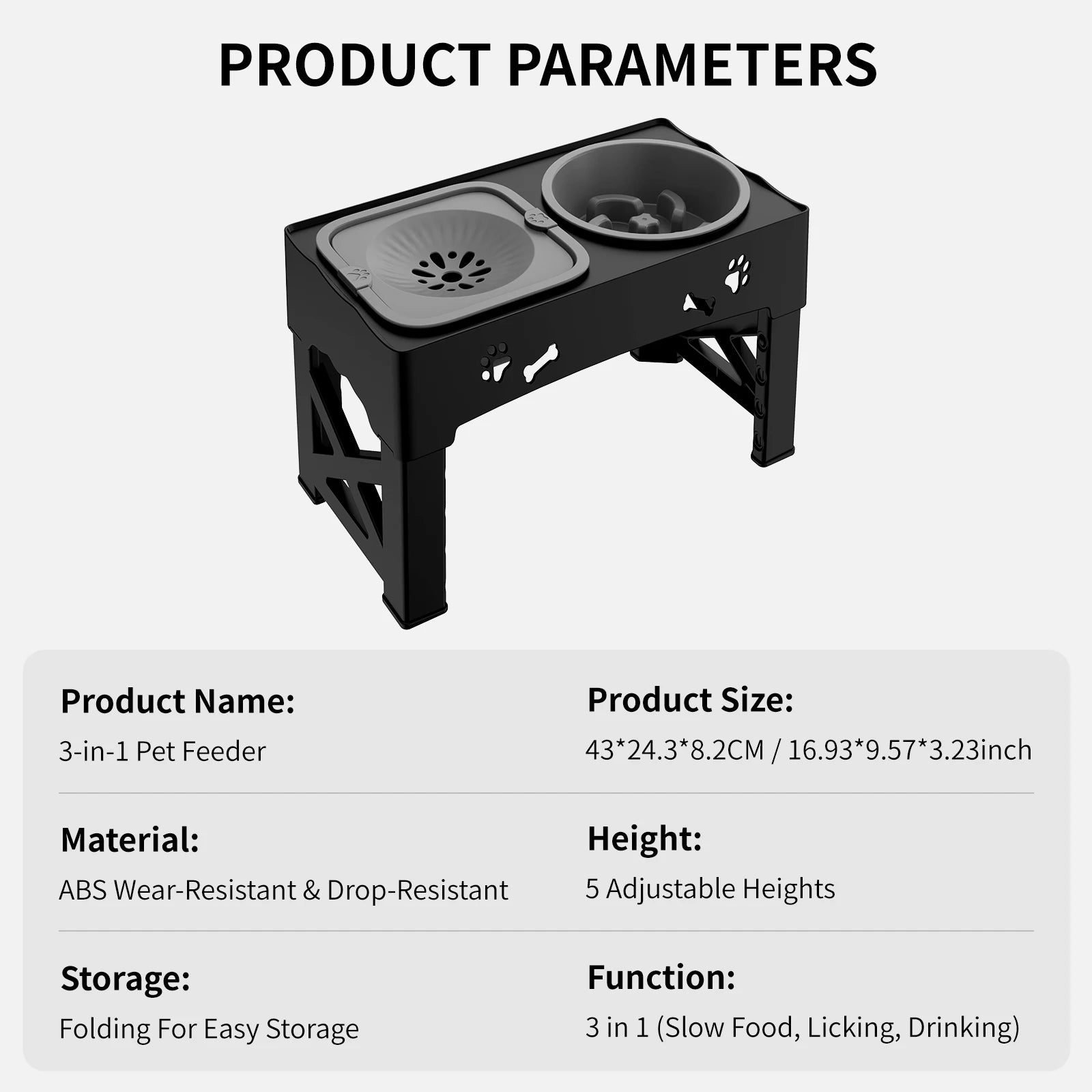 Adjustable Height Pet Feeder Stand