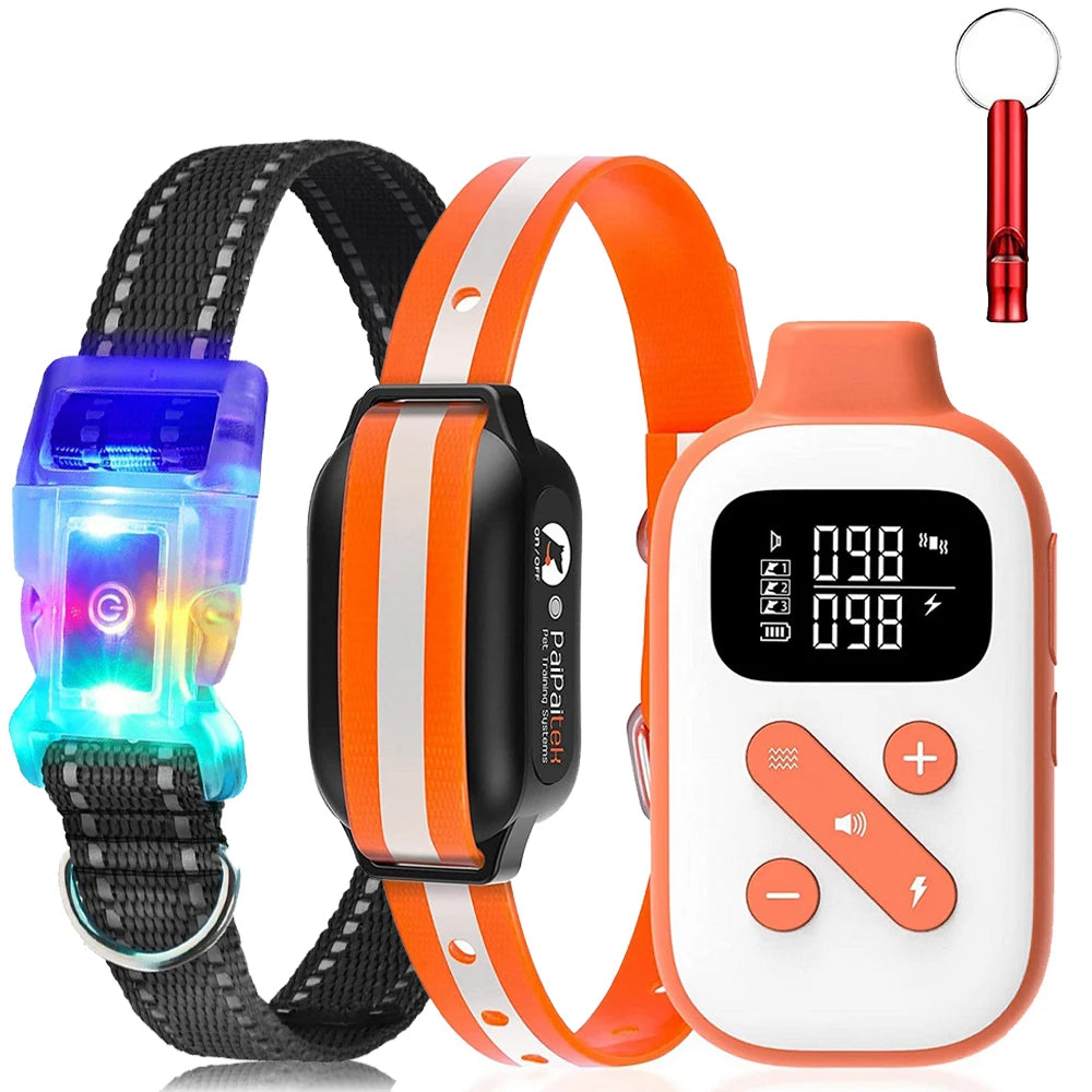PaiPaitek 3300ft Dog Vibrating Collar,IPX7 Waterproof Dog Training Collar with Remote+LED
