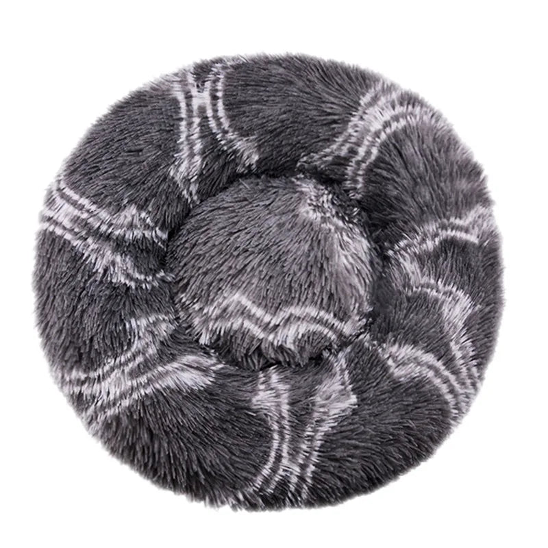 Round Pet Bed for Large Dog Bed Donut Long Plush Dog House Winter Warm Sleeping
