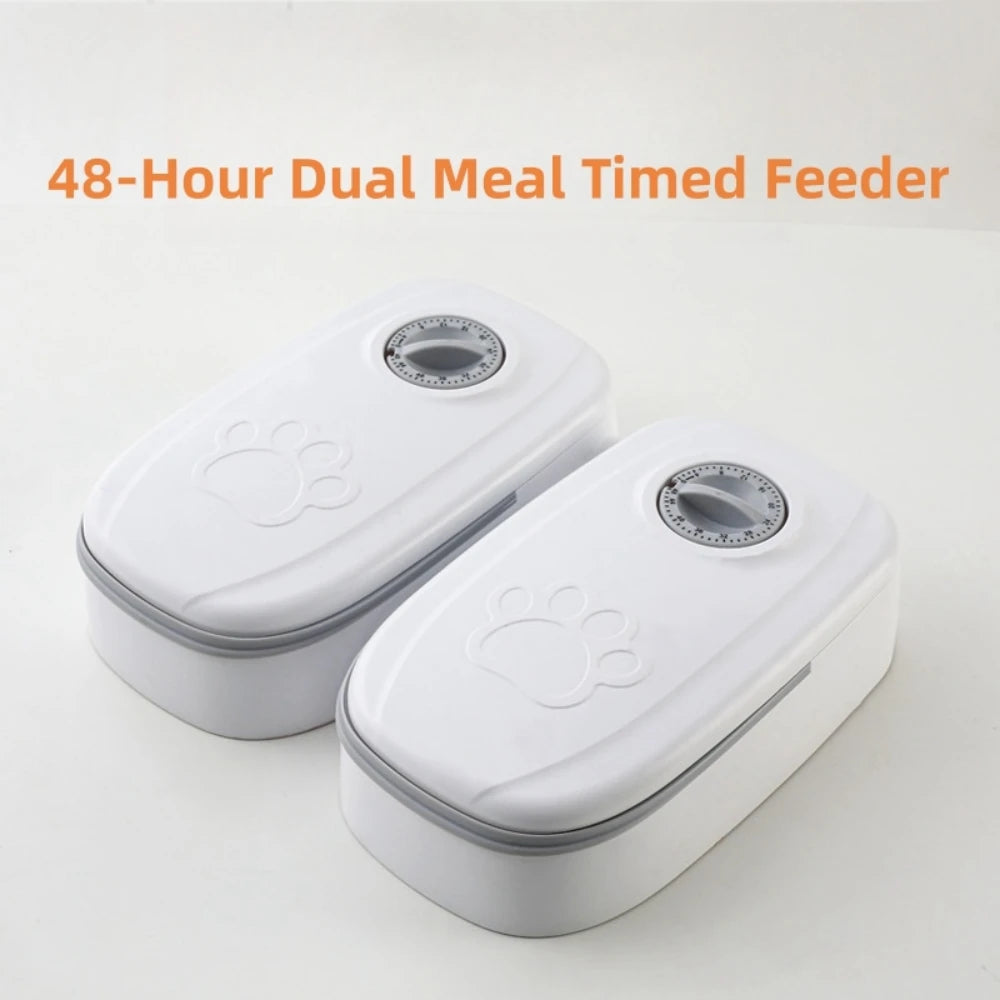 Dog Automatic Feeder Timed Quantification Separate Bowls for Dry Wet Feeding