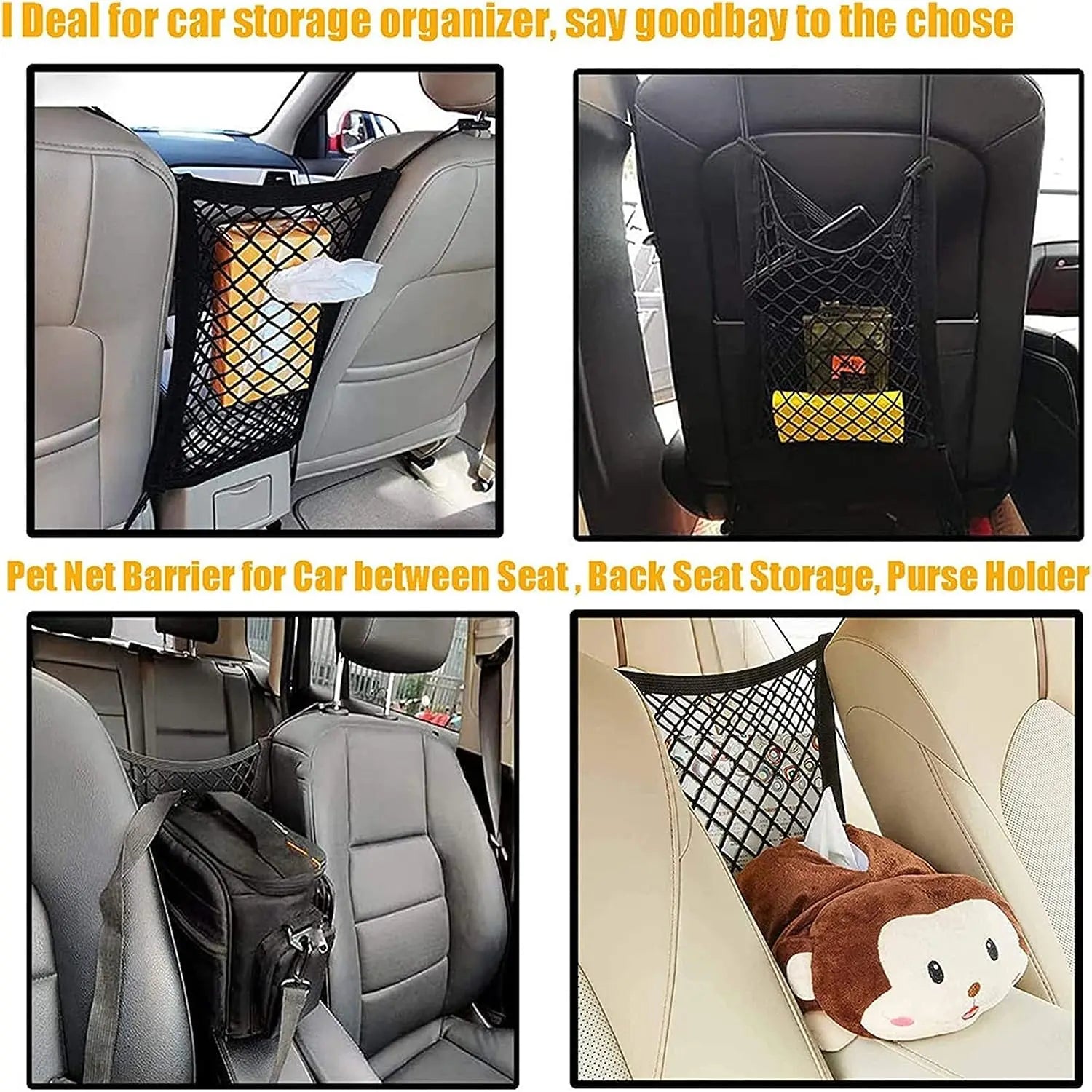 Car Barrier Dog Car Barrier with Automatic Safety Mesh Storage Bag