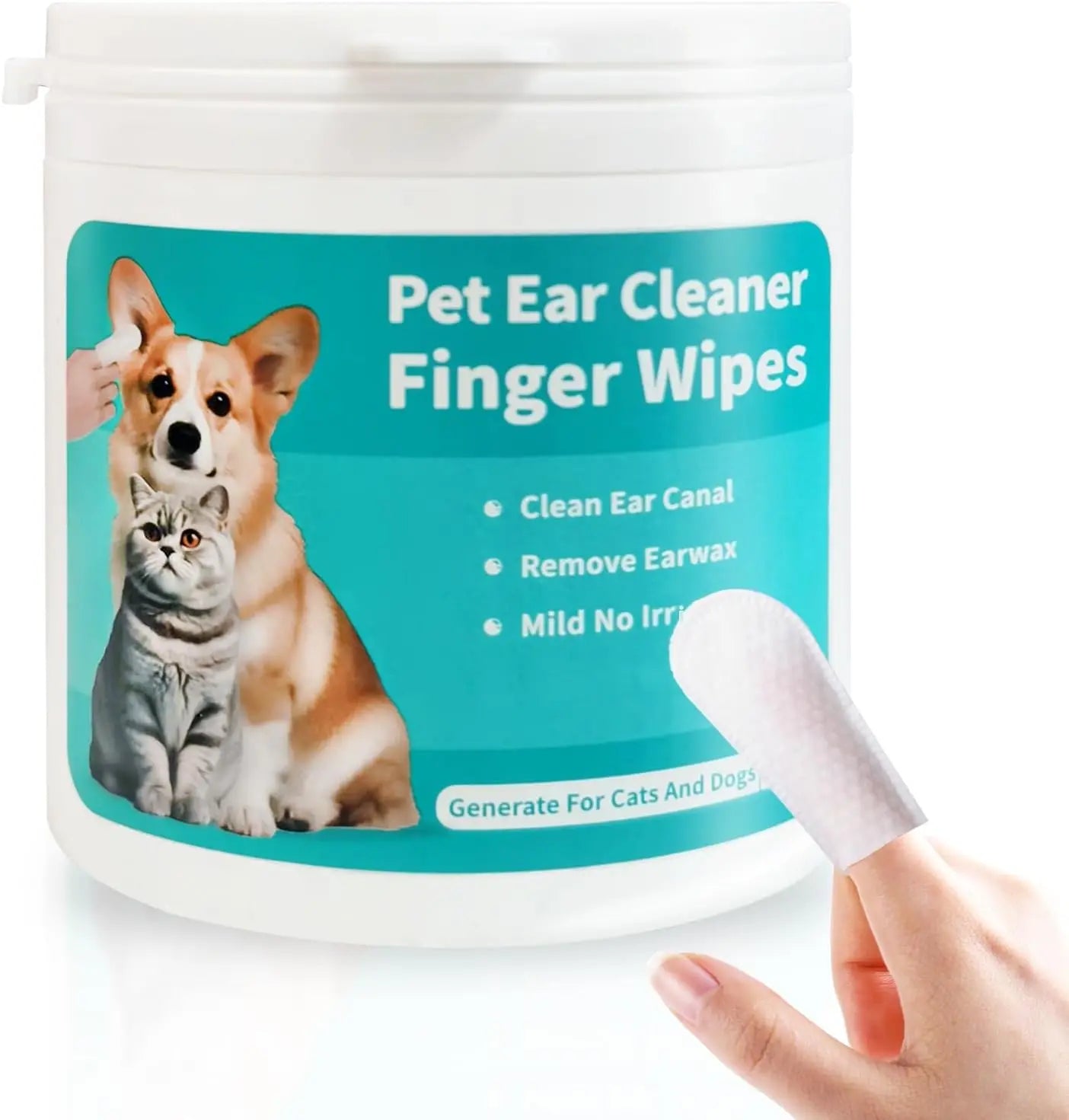 Dog Ear Wipes, Ear Cleaner Finger Wipes for Dogs