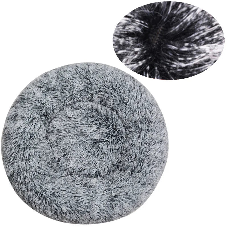 Round Pet Bed for Large Dog Bed Donut Long Plush Dog House Winter Warm Sleeping