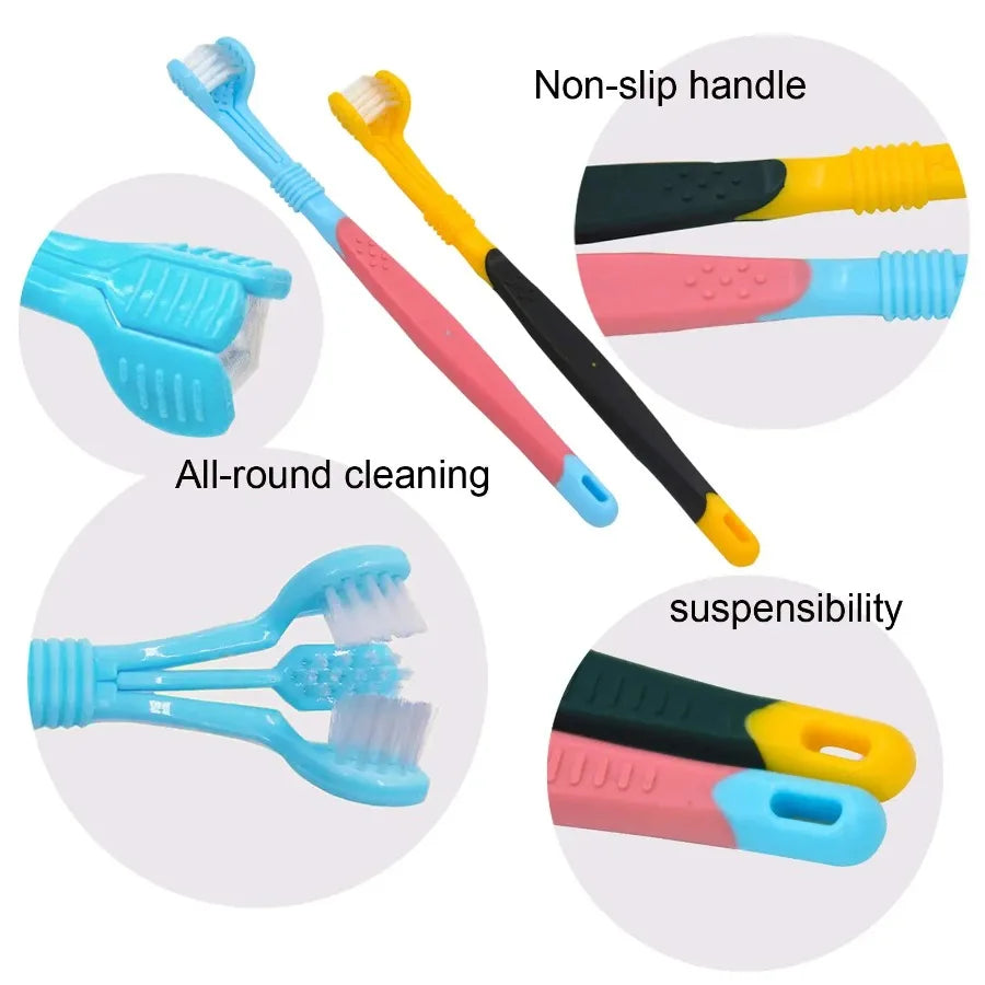 3-Sided Dog Toothbrush Dog Plastic Toothbrush Removing