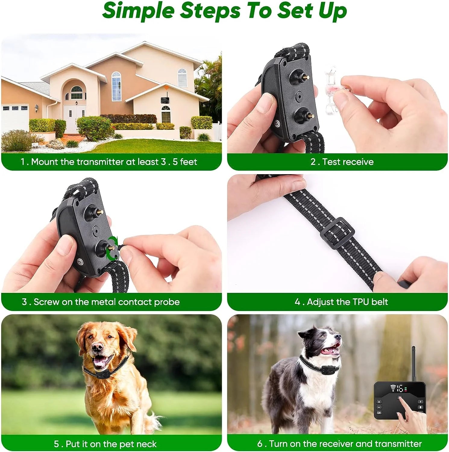Electric Fence for 2 Dogs Shocks Training Collar Remote