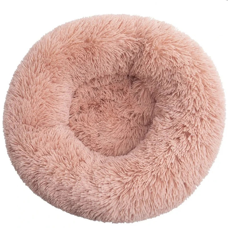 Round Pet Bed for Large Dog Bed Donut Long Plush Dog House Winter Warm Sleeping