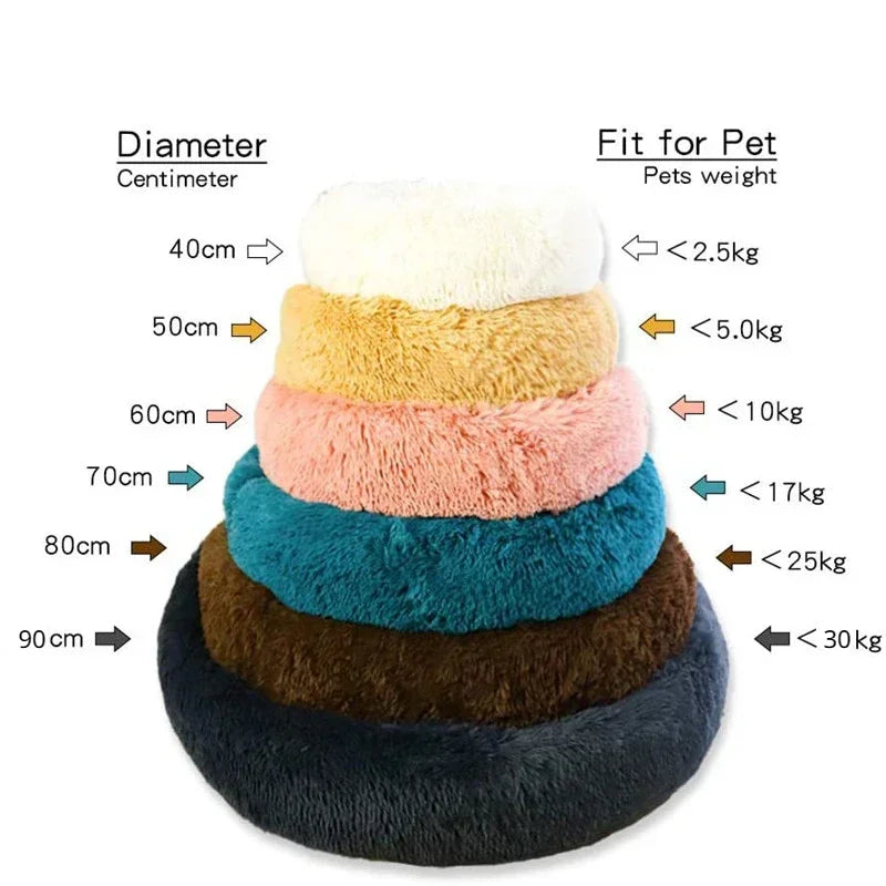 Round Pet Bed for Large Dog Bed Donut Long Plush Dog House Winter Warm Sleeping