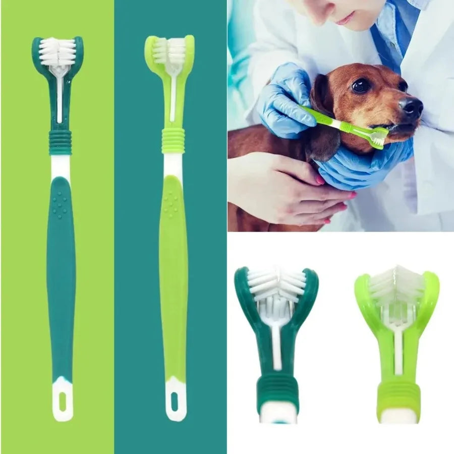 3-Sided Dog Toothbrush Dog Plastic Toothbrush Removing