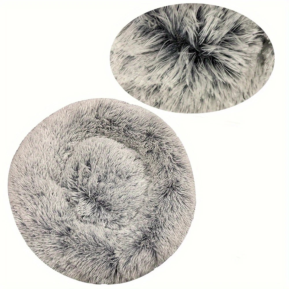Round Pet Bed for Large Dog Bed Donut Long Plush Dog House Winter Warm Sleeping