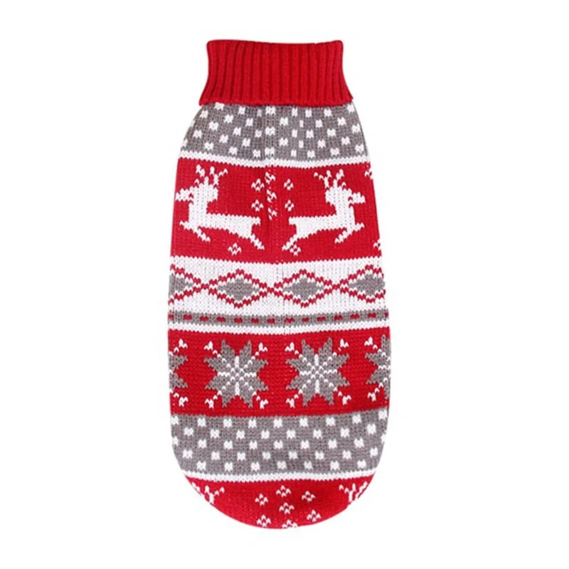 Dog Reindeer Sweater Pet Winter Knitwear Clothes Warm Turtleneck Sweater