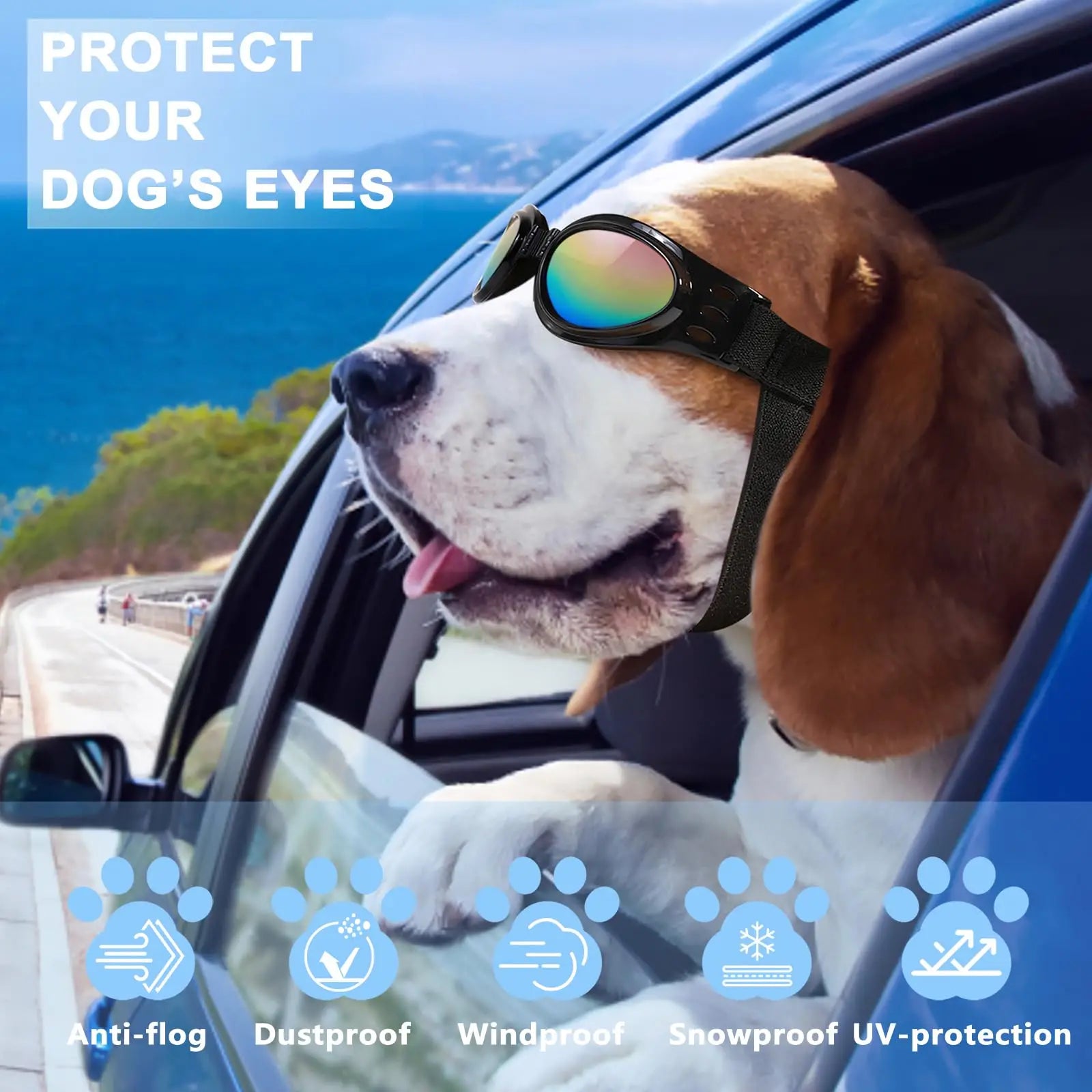 Dog Sunglasses Dog Goggles UV Wind Dust Fog Protection Pet Glasses Eye Wear