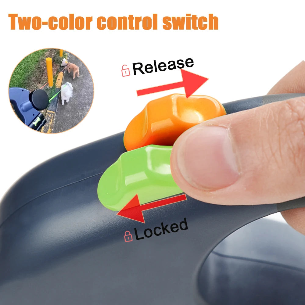 Dual Pet Leash for 2 Dogs Retractable Dog Traction Rope with Flashlight Outdoor Reflective