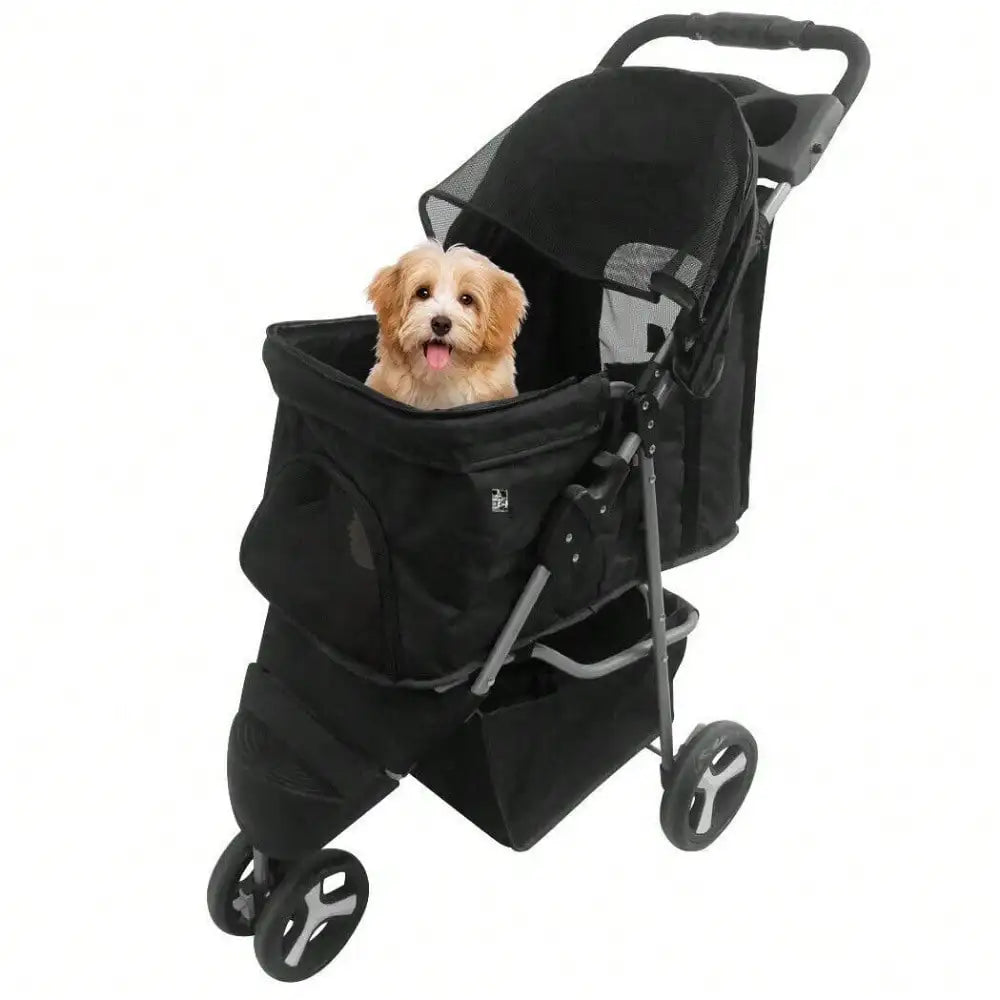 Foldable Pet Stroller 3 Wheels for Dogs Strolling Cart Carrier