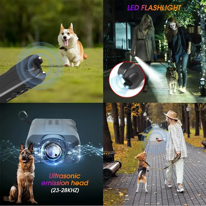 Dog Repeller Portable Ultrasonic Deterrent Handheld Anti-barking 3in1 Dog Training Device