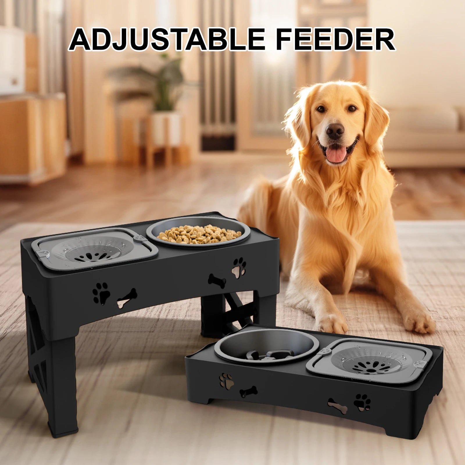 Adjustable Height Pet Feeder Stand