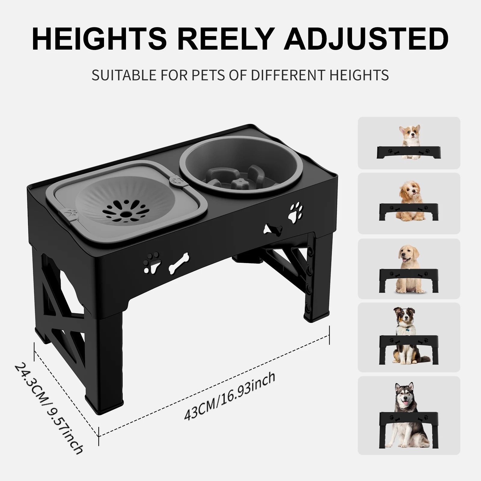 Adjustable Height Pet Feeder Stand