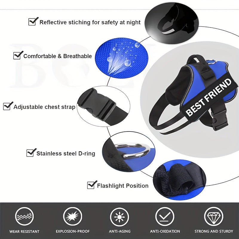 Breathable Adjustable Dog Chest Strap With Control Handle For Outdoor Walking