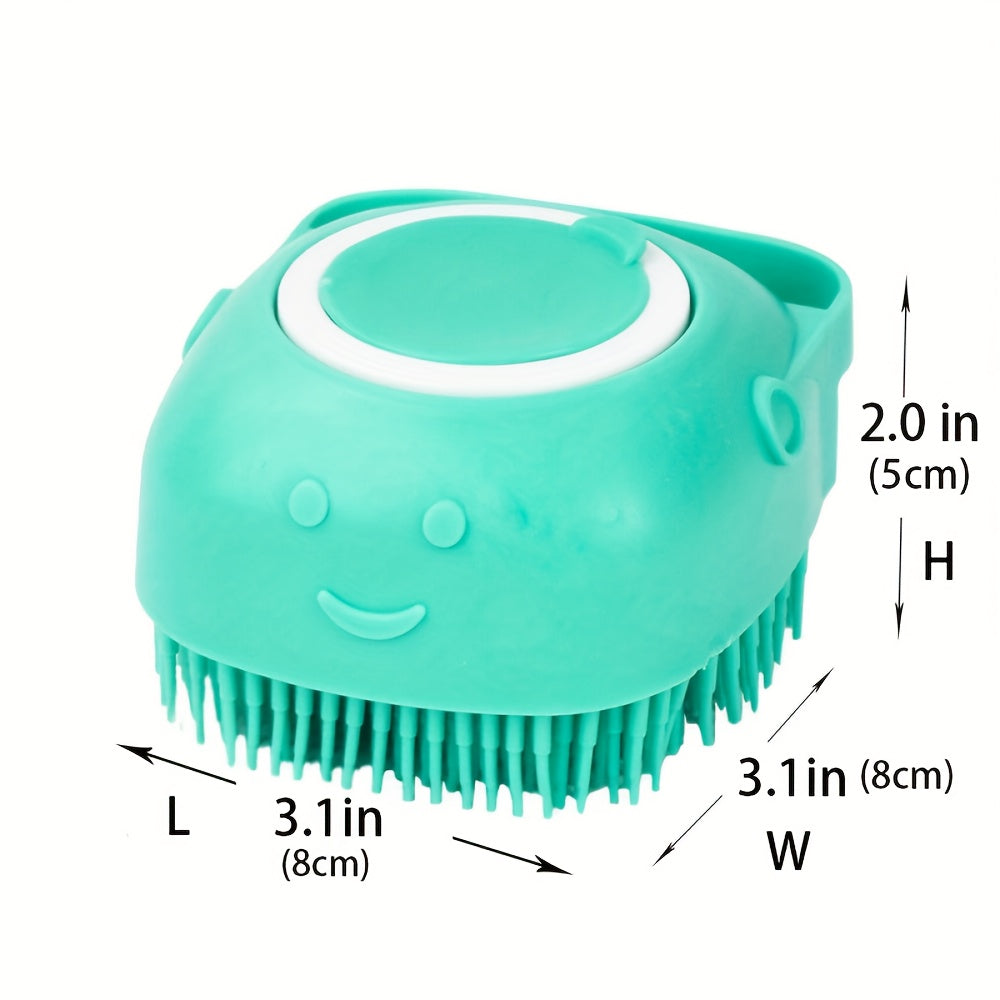 2pcs Pet Bath Silicone Sponge - Soft, Safety Rubber Bristle, with Shampoo Dispenser for Dog Wash & Massage
