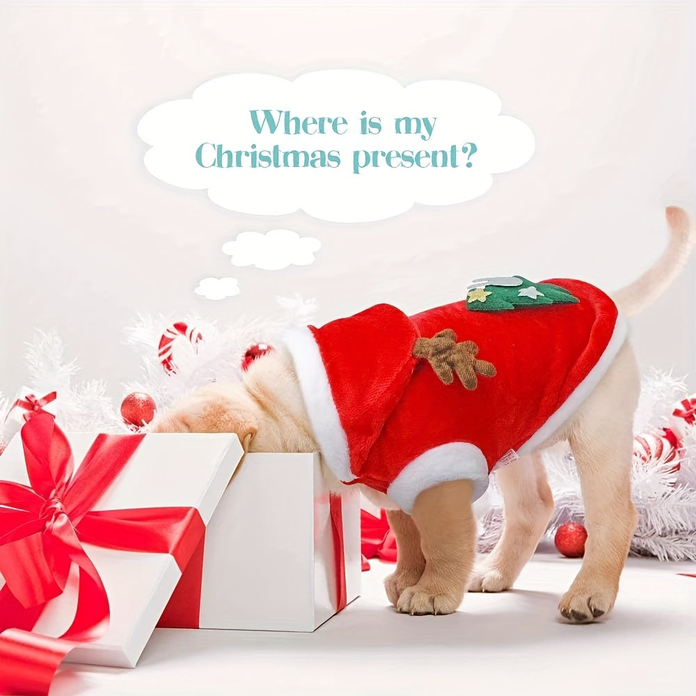 Festive Pet Dog Christmas Costumes - Santa Claus Dog Suit with Cap and Hoodies