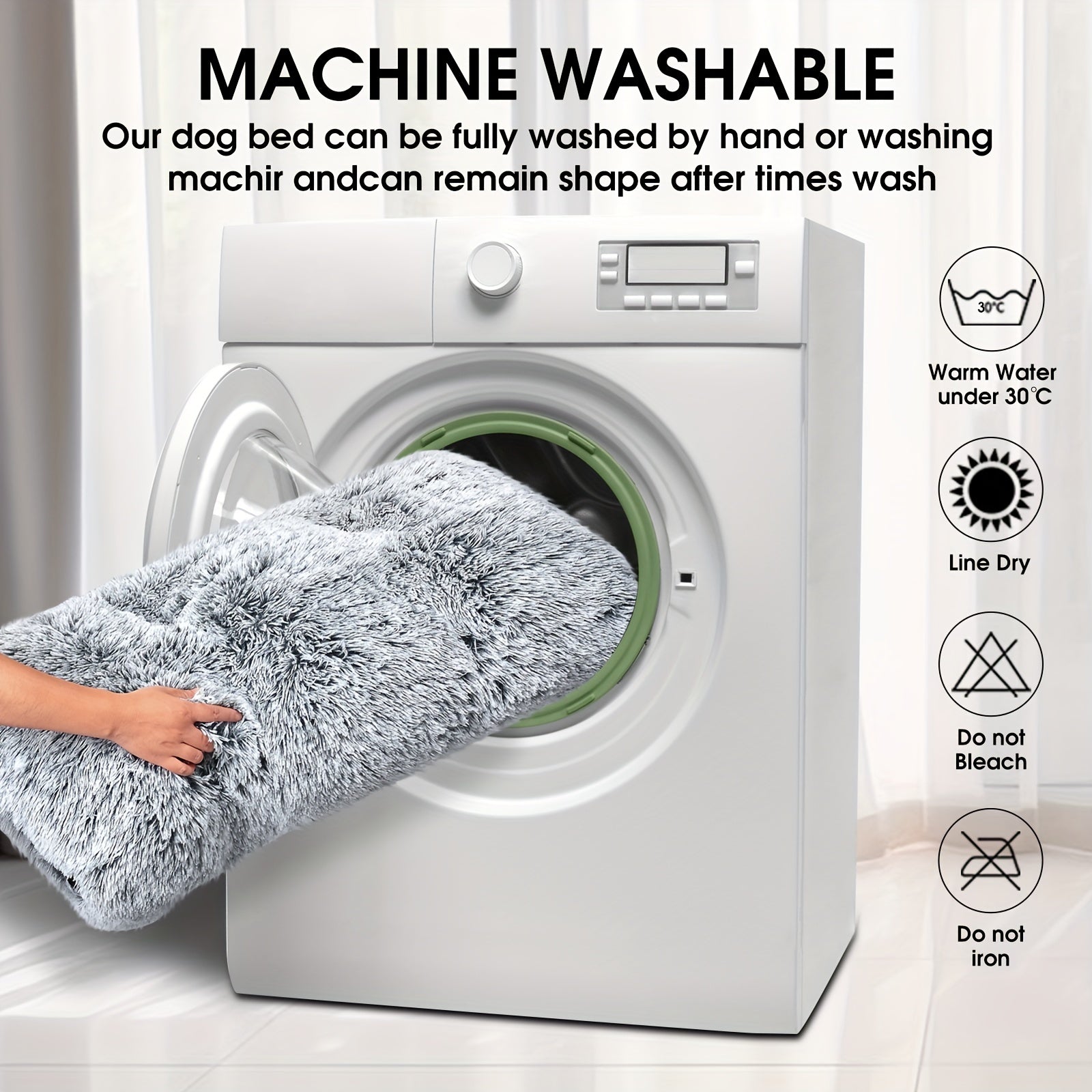 Dog Bed, Plush Soft Pet Mat Pad & Furniture, Washable Anti-Slip Dog Crate Bed