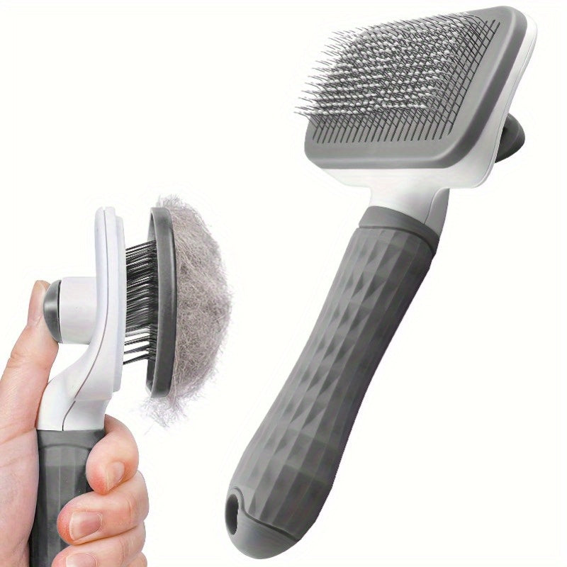 1pc Easy-Clean Dog Grooming Brush with One-Click Hair Removal