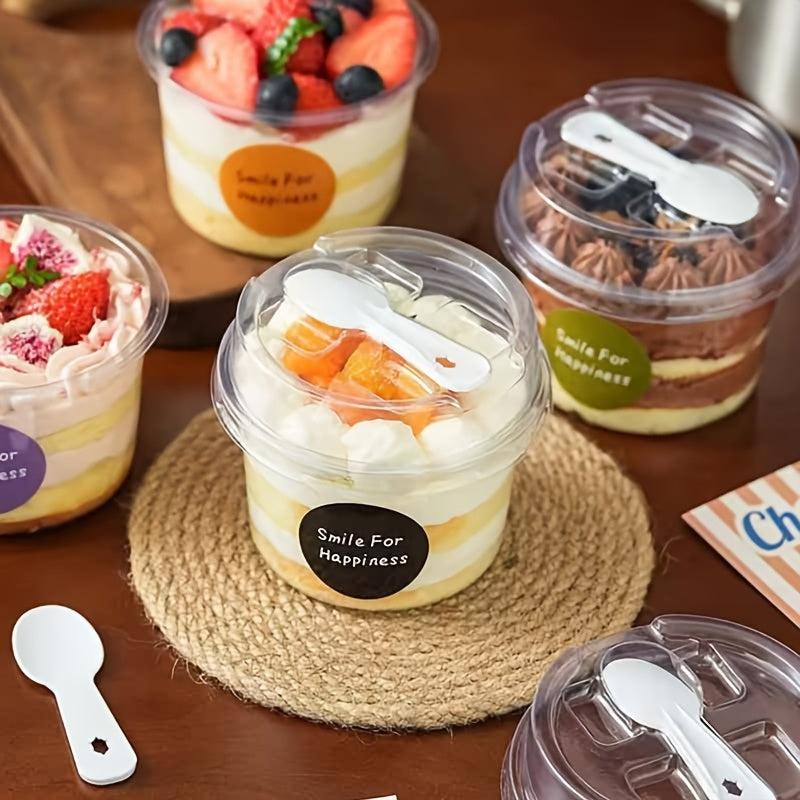 50set Circular Dog Transparent Packaging Box with Lid And Spoon Set