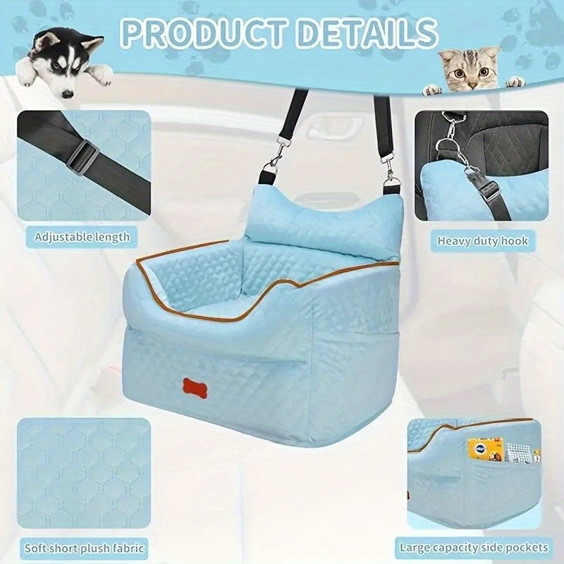 Elevated Dog Travel Seat with Removable Washable Bed
