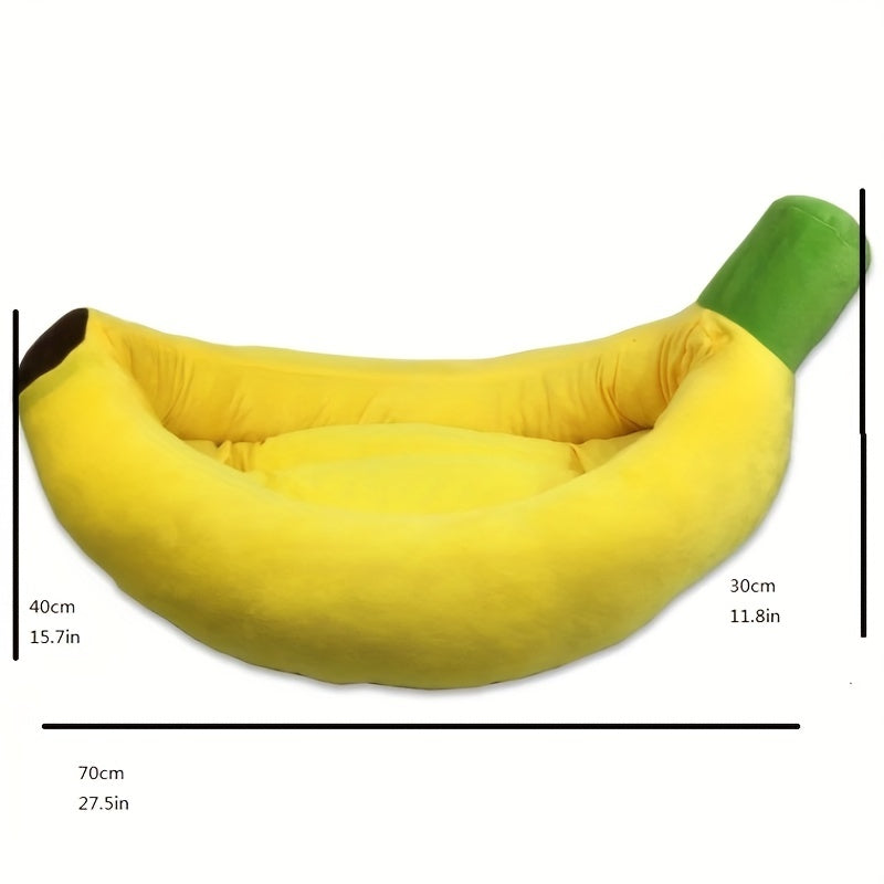 Yellow-Green Banana-Themed Pet Bed for Dogs - Cozy Oval Dog House