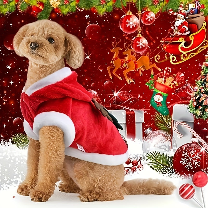 Festive Pet Dog Christmas Costumes - Santa Claus Dog Suit with Cap and Hoodies
