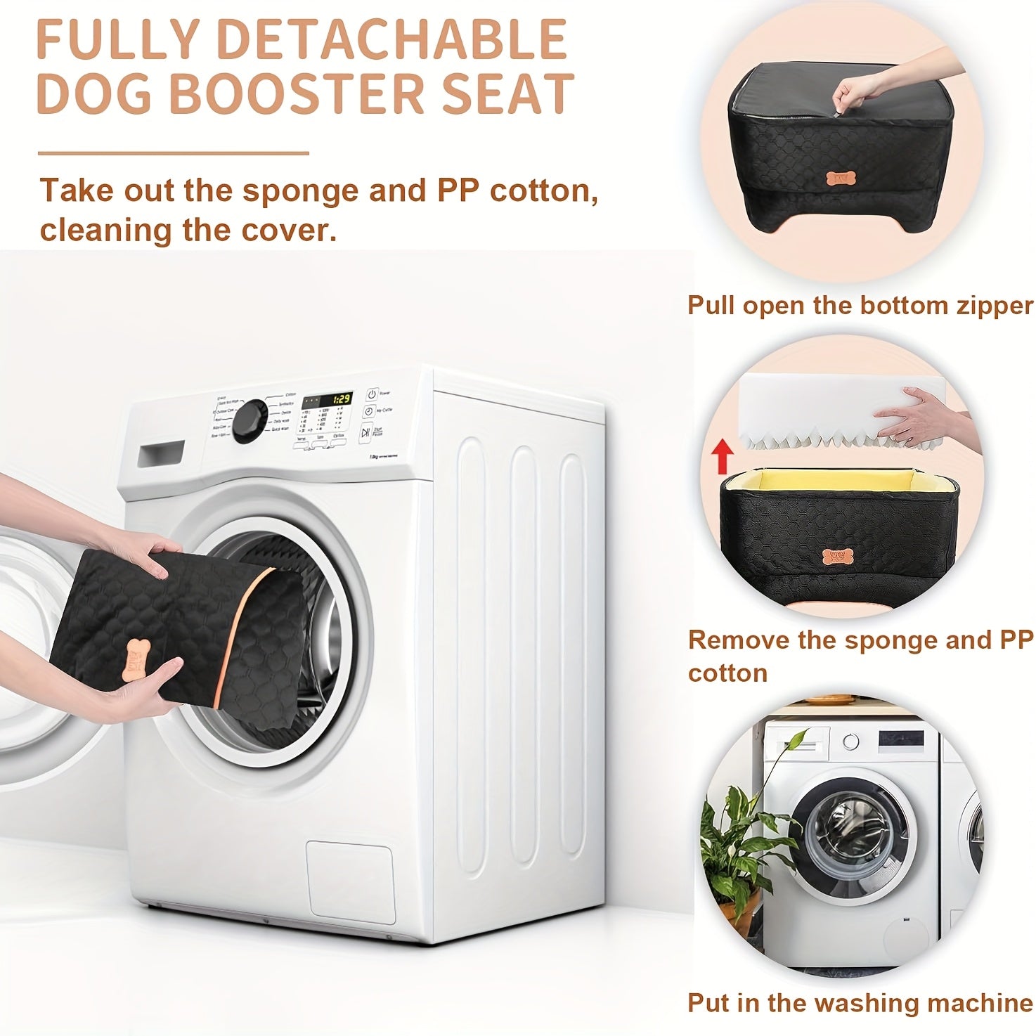 Elevated Dog Travel Seat with Removable Washable Bed