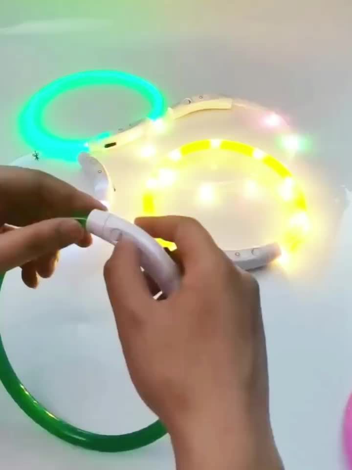 Luminous USB Rechargeable Dog Collar - Glow-in-the-Dark PVC Neck Cuff for Small Medium Large Dogs