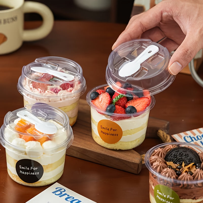 50set Circular Dog Transparent Packaging Box with Lid And Spoon Set