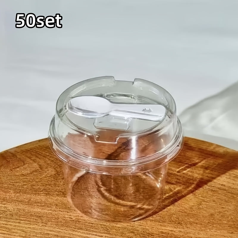 50set Circular Dog Transparent Packaging Box with Lid And Spoon Set