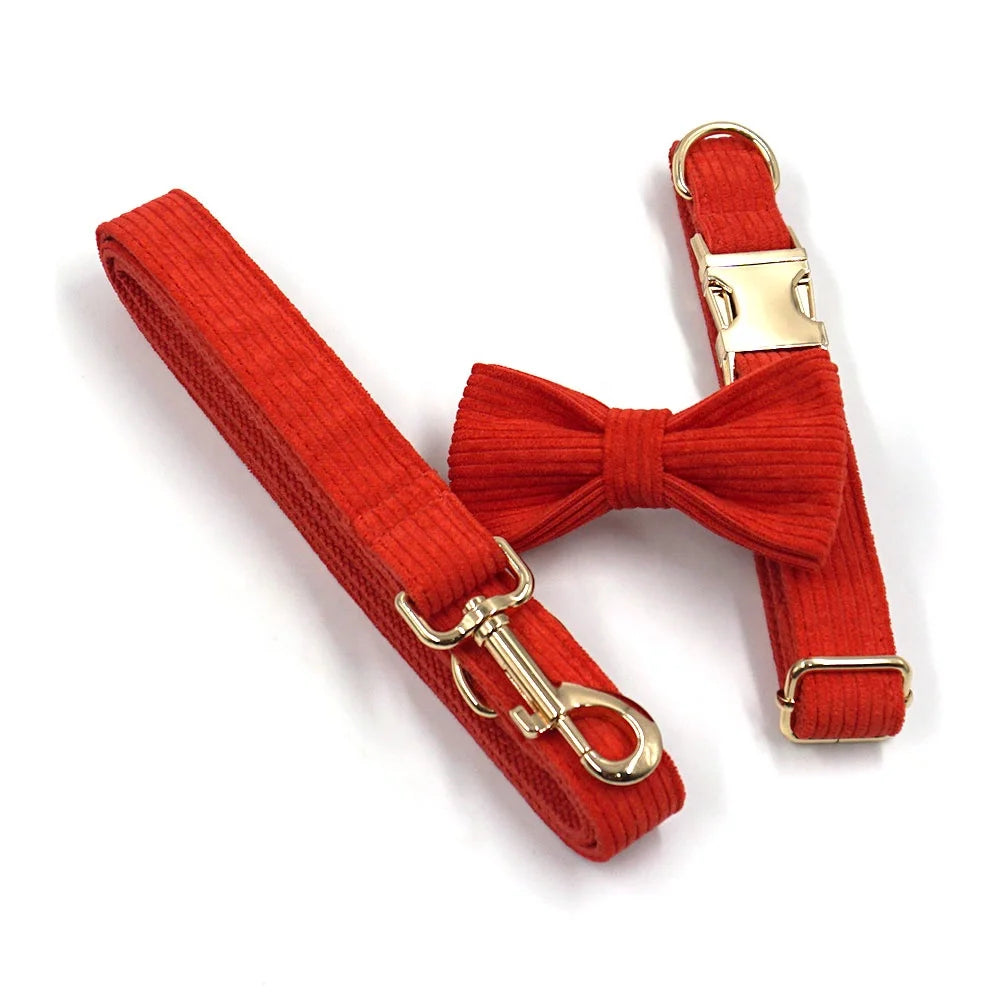 Trending New Luxury Corduroy Dog Harness Velvet Corduroy Collar Leash Zinc Alloy Dog Collar Hardware Buckle Pet Dog Collar Set