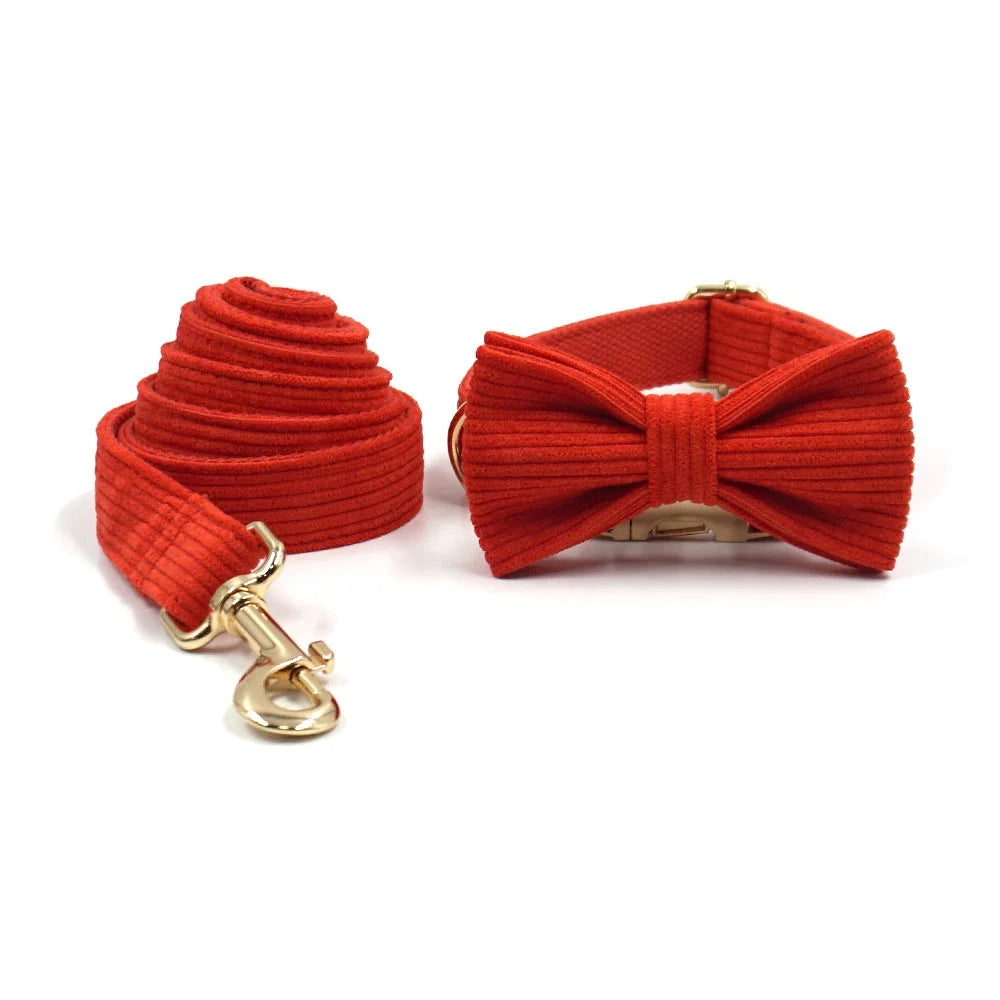 Trending New Luxury Corduroy Dog Harness Velvet Corduroy Collar Leash Zinc Alloy Dog Collar Hardware Buckle Pet Dog Collar Set