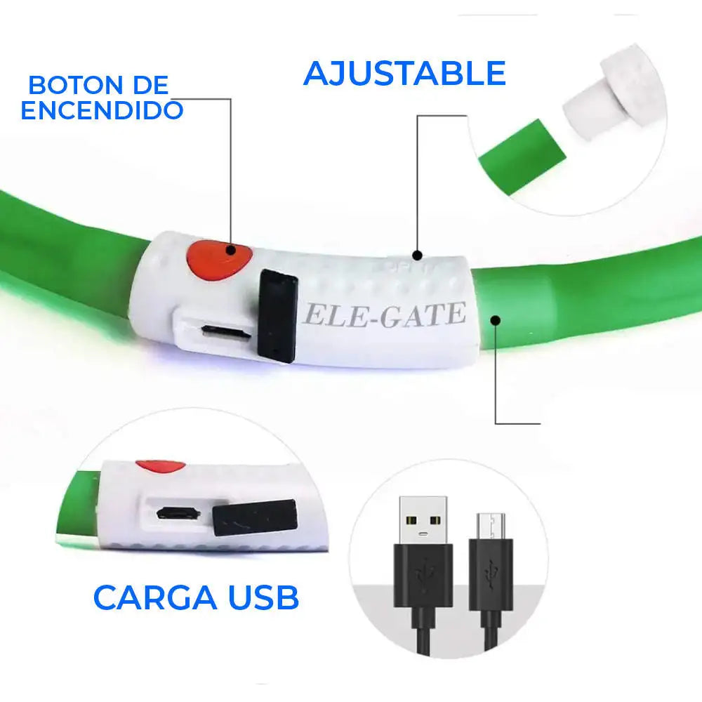 Luminous Pet Dog Collar LED Adjustable Rechargeable