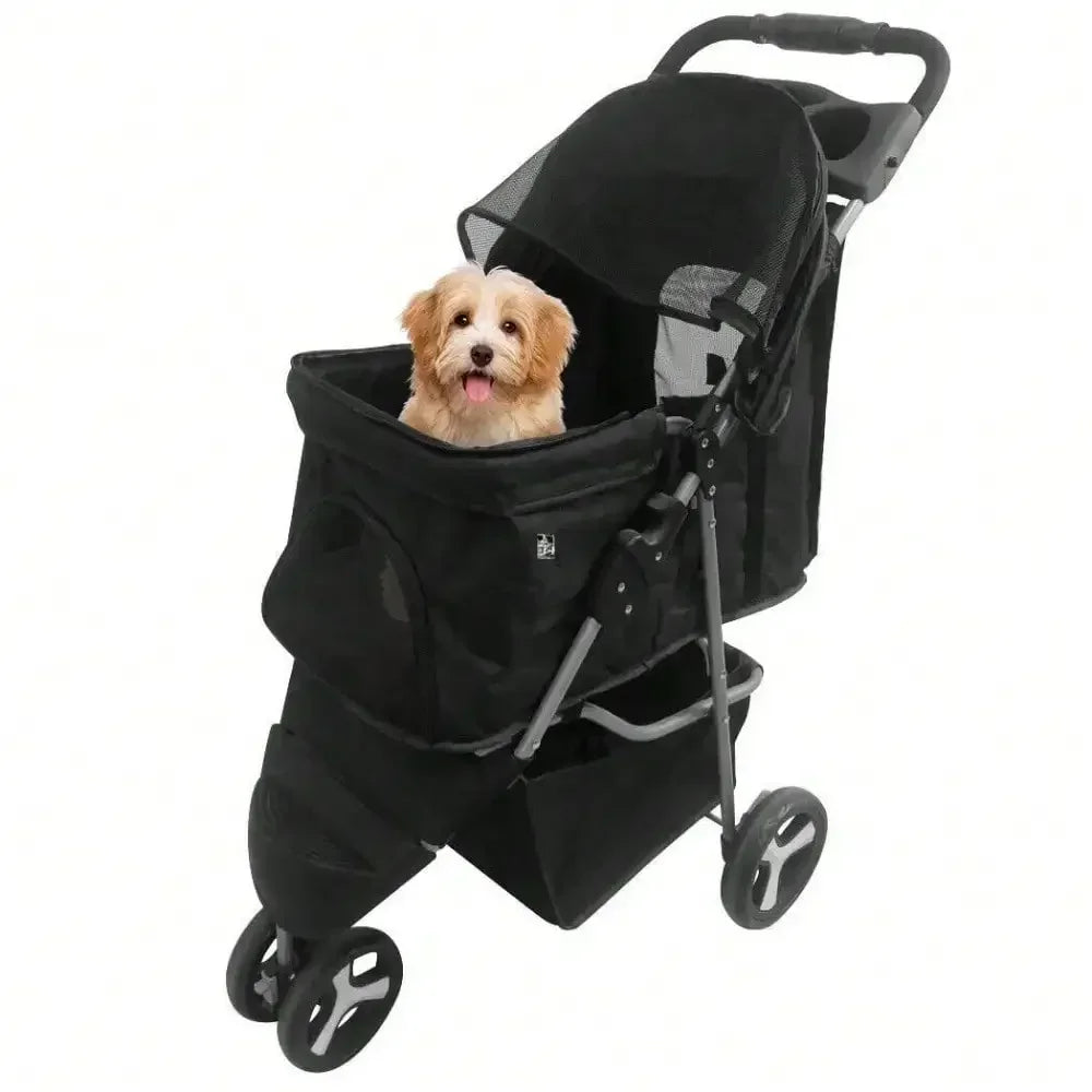 Foldable Pet Stroller 3 Wheels for Dogs Strolling Cart Carrier